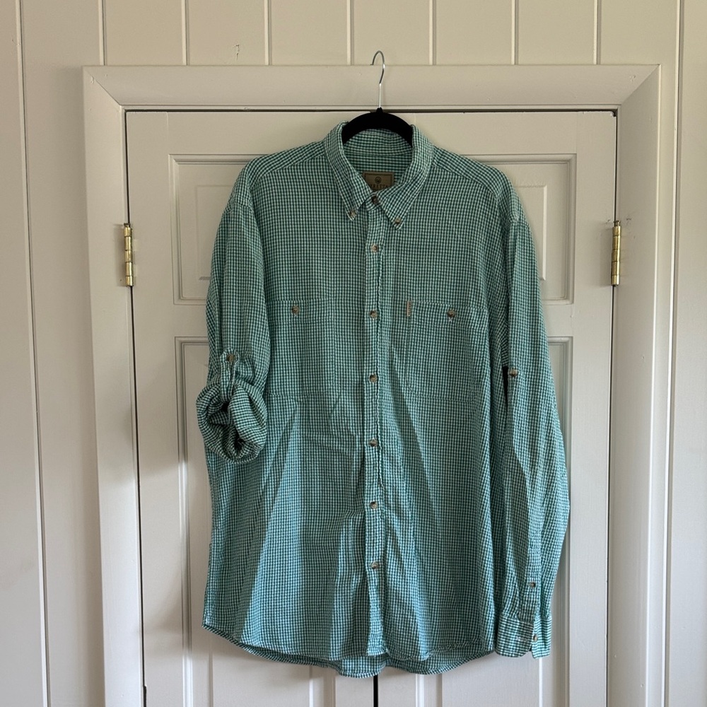 Casual Green Checkered Button-Down Shirt